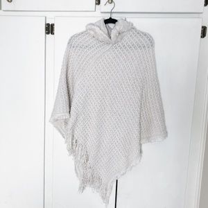 Cozy White Hooded Poncho